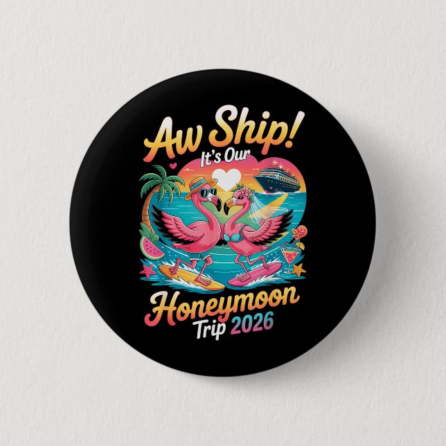 2026 passende Flitterwochen-Kreuzfahrt Flamingo Br Button (Vorderseite)