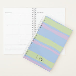 2026 Pastellfarben Pink Blau, grüne, klobige Strei Planer