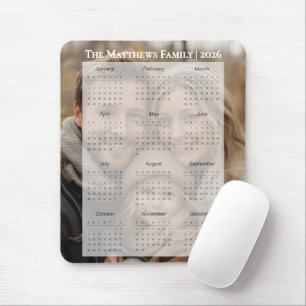 2026 Personalisierter Familienname-Fotokalender Mousepad