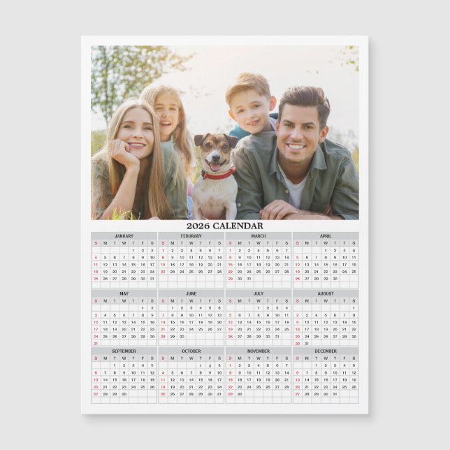 2026 Personalisierter Fotokalender Magnet  (Vorderseite)