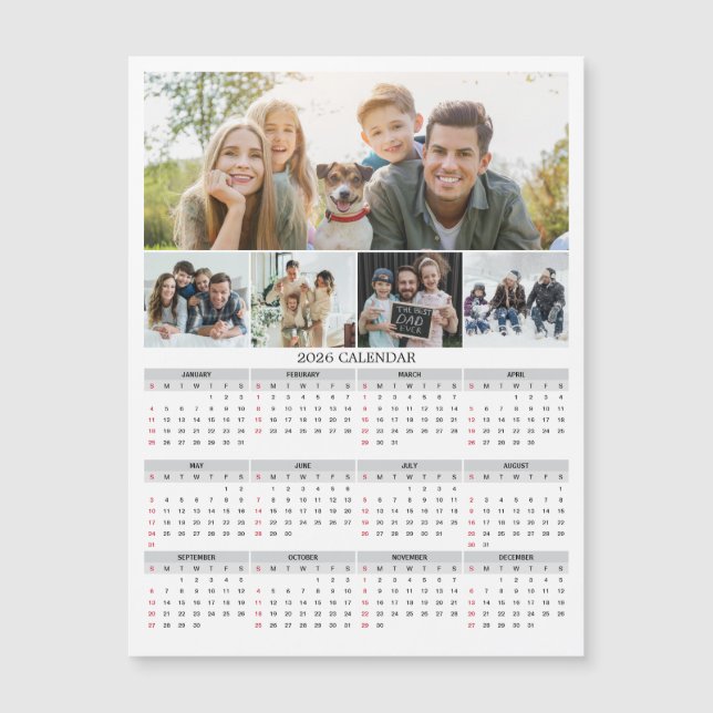 2026 Personalized Family Photo Calendar Magnet (Vorderseite)