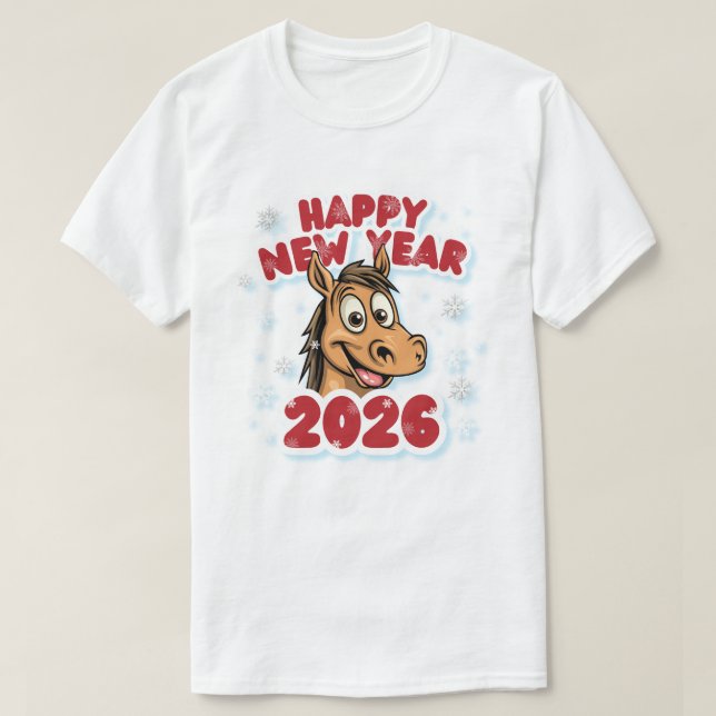 2026 Pferd Sternzeichen Neujahrsfeier.  T-Shirt (Design vorne)