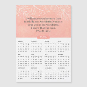 2026 Pink Watercolor Psalm 139:14 Magnet