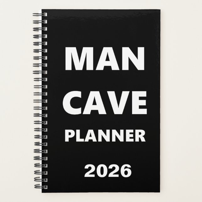 2026 Planer für Männer Man Cave Planer Weiße Schri (Vorderseite)