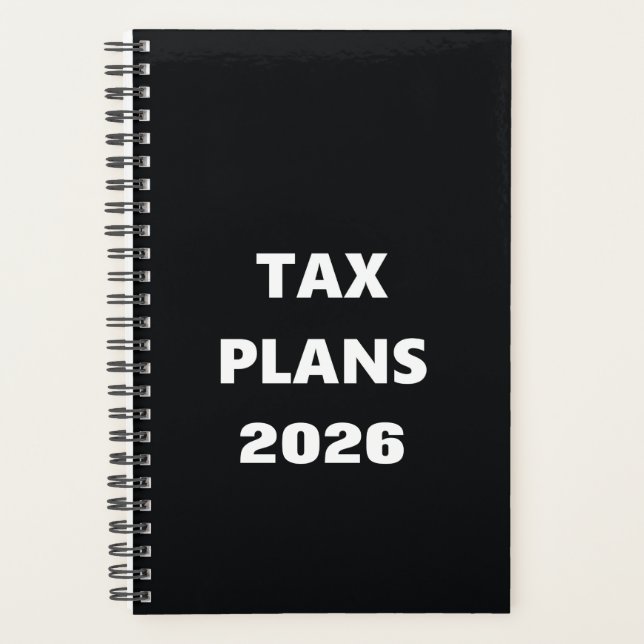 2026 Planer Steuerpläne Schwarz-Weiß-Design (Vorderseite)