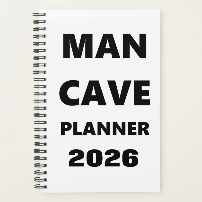2026 Planner For Men Man Cave Planner Black Font  Planer (Vorderseite)