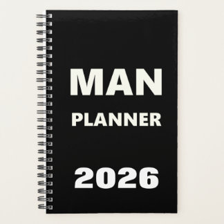 2026 Planner For Men Man Planner White Font Black Planer