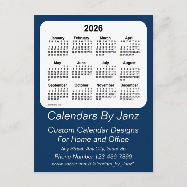 2026 Police Box Blue Business Calendar von Janz Postkarte (Vorderseite)