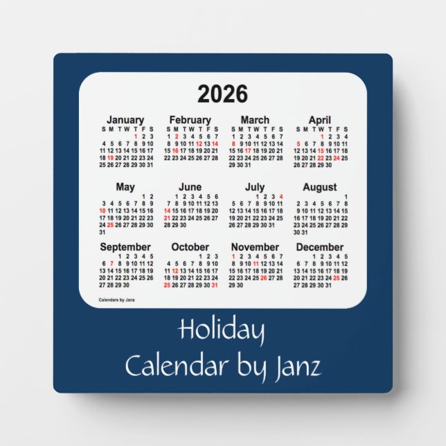 2026 Police Box Blue Holiday Calendar von Janz Fotoplatte (Vorderseite)