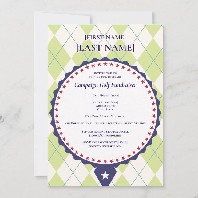2026 Politischer Kandidat Golf Scramble Fundraiser Einladung (Vorderseite)