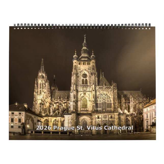2026 Prague - St.Vitus Cathedral at Night Calendar Kalender (Titelbild)