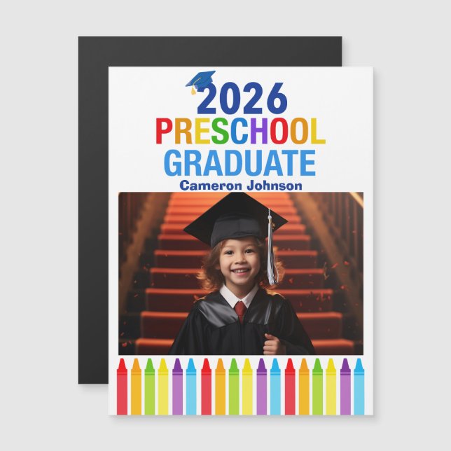 2026 Preschool Graduation Photo Custom Magnet Card (Vorne/Hinten)
