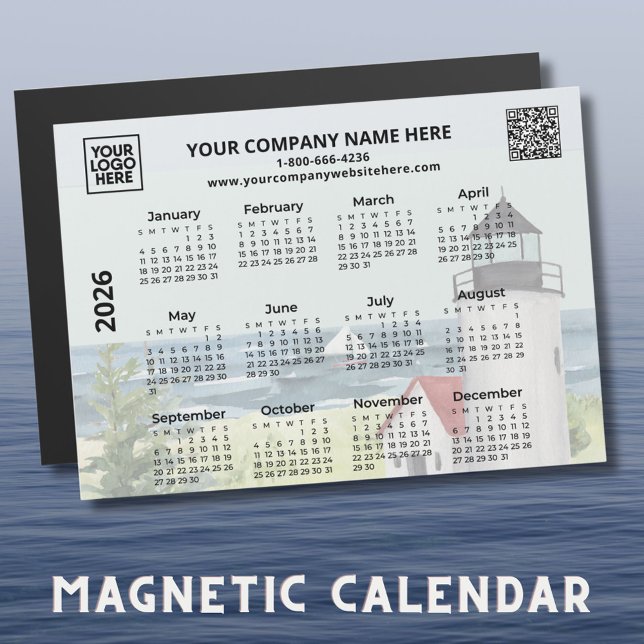 2026 QR-Leuchtturm-Kalender-Magnet für Unternehmen Magnetkarte (Von Creator hochgeladen)