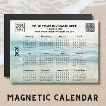 2026 QR Ocean Calendar Magnet für Firmennamen