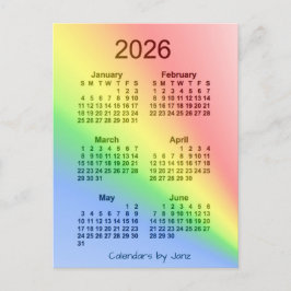 2026 Rainbow 6 Month Mini Calendar by Janz Postkarte