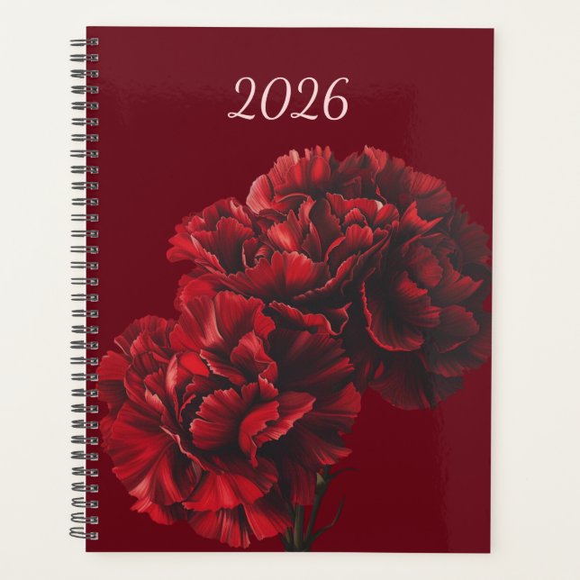 2026 Red Carnations Planner Planer (Vorderseite)