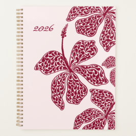 2026 Red Hibiscus Art Floral Planer