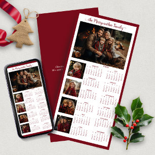 2026 Red Simple Modern Holiday Foto Calendar Feiertagskarte