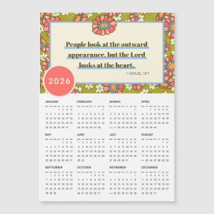 2026 Retro Floral 1 Samuel 16:7 Kalender Magnetkarte