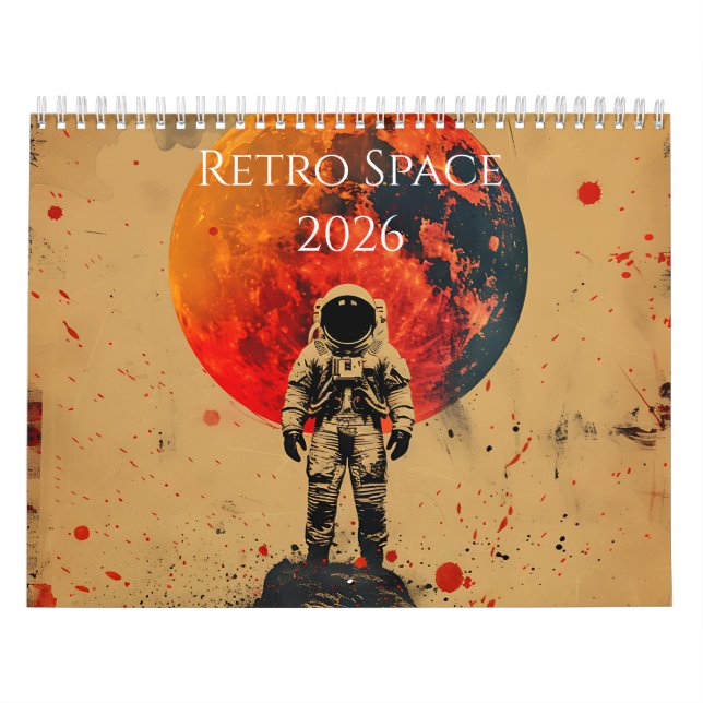 2026 Retro Space Art Calendar Kalender (Titelbild)