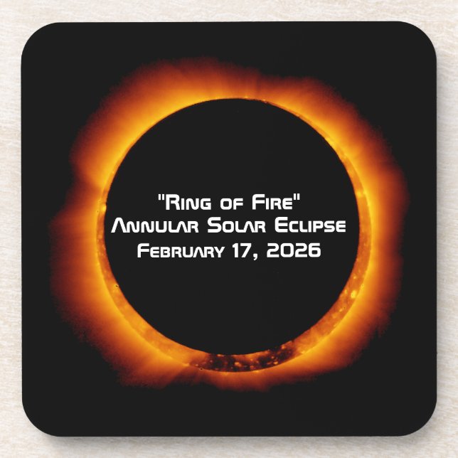2026 Ring-of-Fire-Sonnenfinsternis Getränkeuntersetzer (Vorderseite)