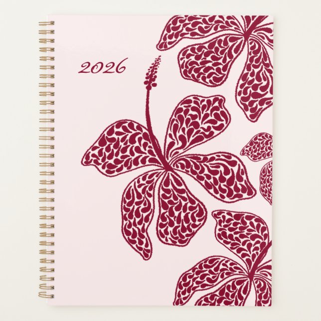 2026 Rote Hibiskus Kunst Blumen  Planer (Vorderseite)