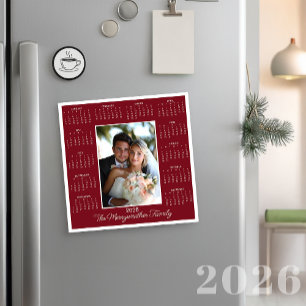 2026 Rotes Foto Magnetkalender Weihnachtskarte Magnetkarte