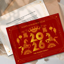 2026 Rotgoldenes Pferd Chinesisches Neujahr