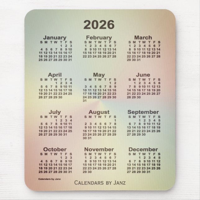 2026 San Telmo Rainbow Calendar by Janz Mousepad (Vorne)