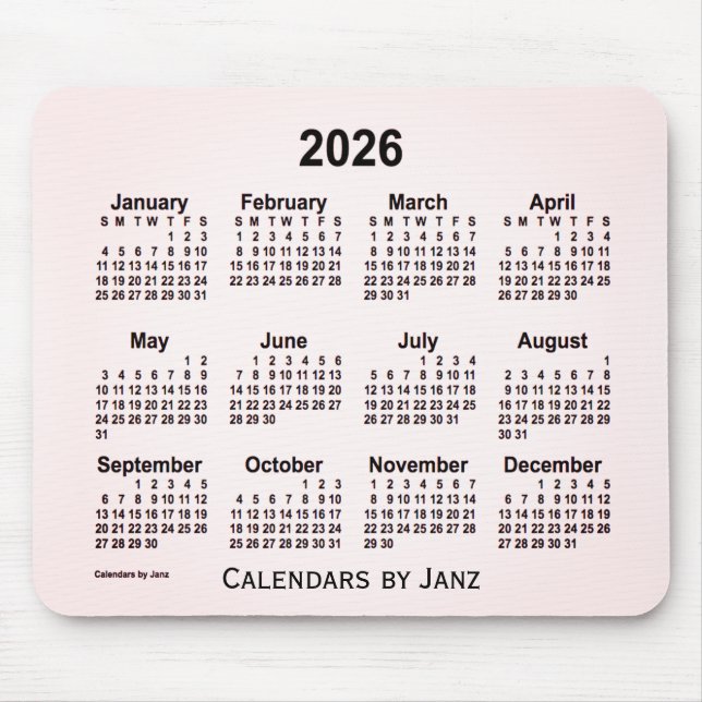 2026 Sangria Rauchkalender von Janz Mouse Pad Mousepad (Vorne)