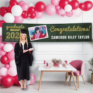2026 Schultafel Gold Skizze Foto Retro Abschlussfe Banner