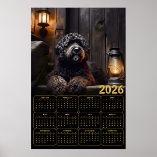 2026 Schwarzer Goldendoodle-Kalender Poster
