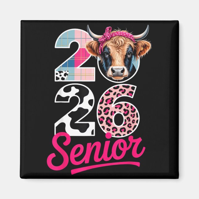 2026 Senior Cow Lovers Graduation Funny Cl Shirt F Magnet (Vorne)