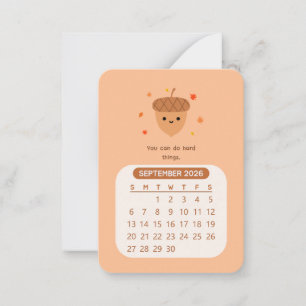 2026 September Monat Kawaii Motivationskalender Mitteilungskarte