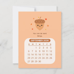 2026 September Monat Kawaii Motivationskalender Postkarte