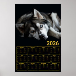 2026 Sibirischer Husky-Kalender Poster