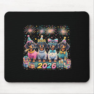 2026 Silvester Dachshund-Party Feuerwerk Spaß Mousepad