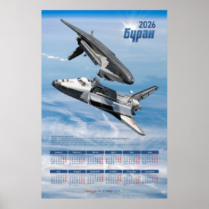 2026 Sowjetischer Buran-Shuttle-Rendezvous-Kalende Poster