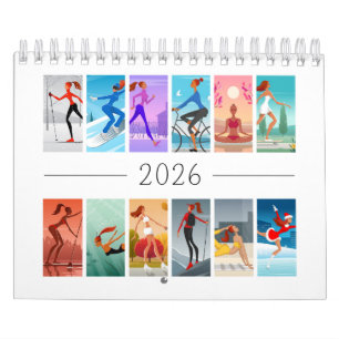 2026 Sport Fitness Junge Frau Mädchen Bunt Kalender