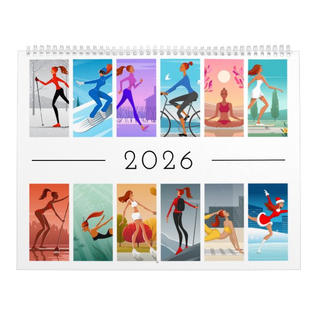 2026 Sport Fitness Young Woman Girl Colorful Kalender