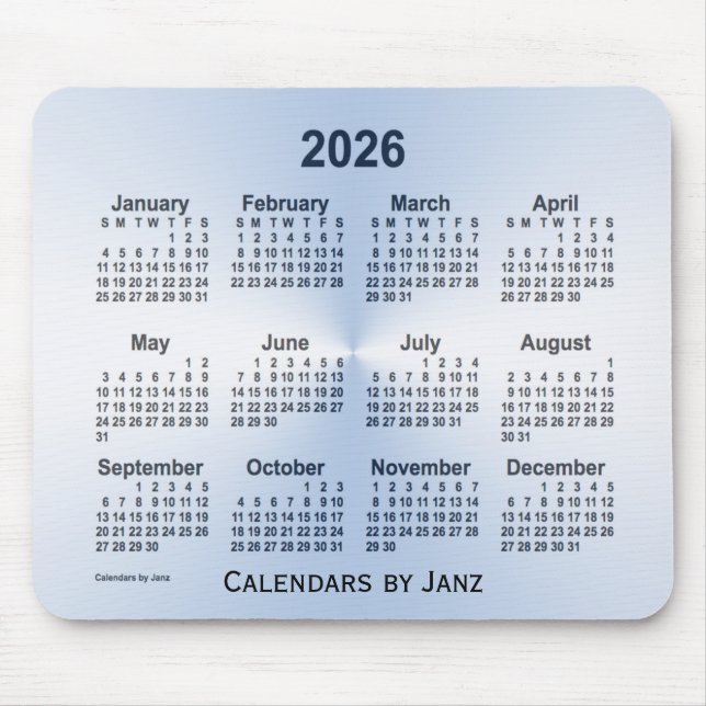 2026 Steel Blue Calendar von Janz Mouse Pad Mousepad (Vorne)