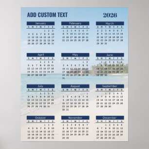 2026 Strandkalenderposter mit individuellem Text Poster