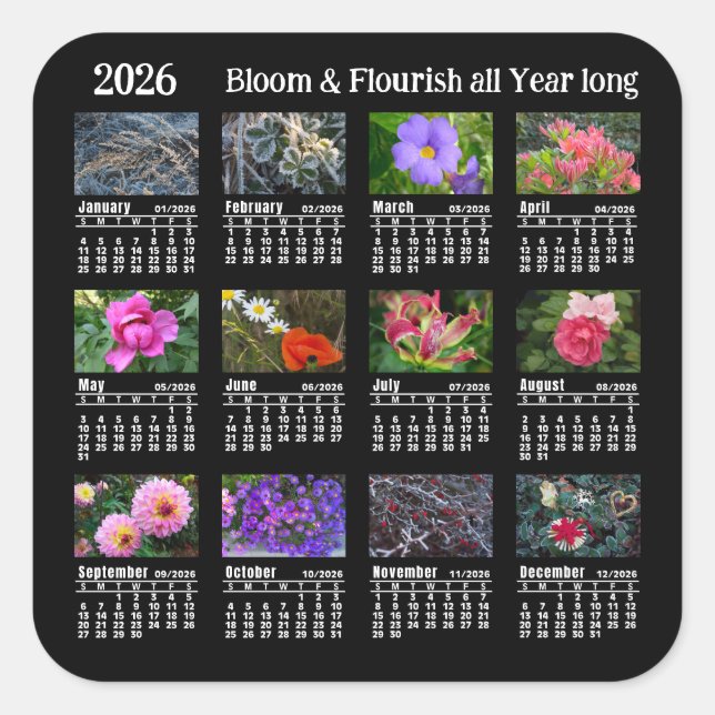 2026 SU Calendar Flower black Custom Vinyl Sticker (Vorderseite)