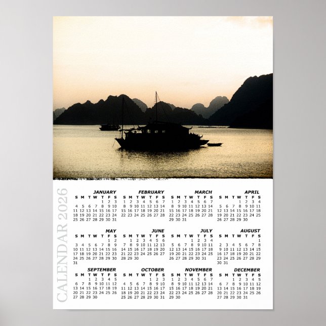 2026 Sunset-Kalender, Halong-Bucht, Vietnam Poster (Vorne)