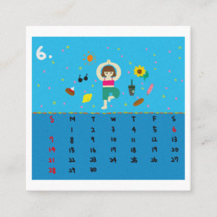 2026 Süße Cartoon-Yoga-Posen-Kalender, Gesundheit Quadratische Visitenkarte