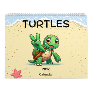 2026 Süße Schildkröten feiern Feiertage Kalender