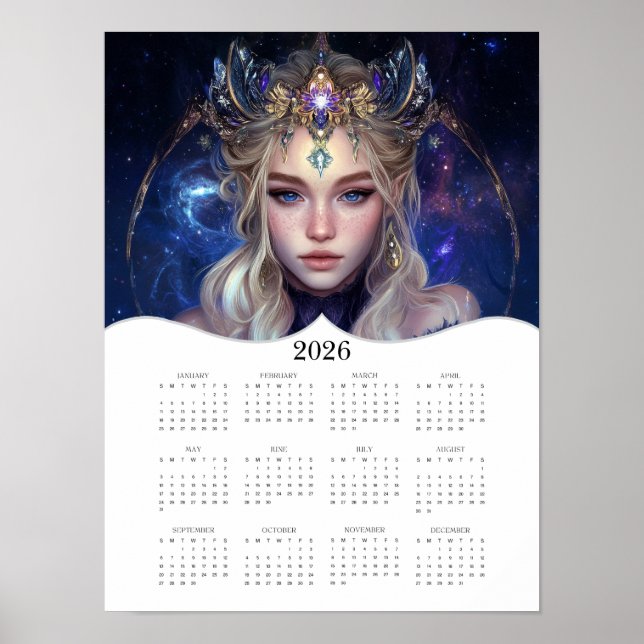 2026 The Night Elf Fantasy Art Full Year Calendar Poster (Vorne)
