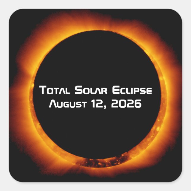 2026 Total Solar Eclipse Quadratischer Aufkleber (Vorderseite)