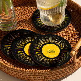 2026 Total solar eclipse your text personalized Runder Pappuntersetzer