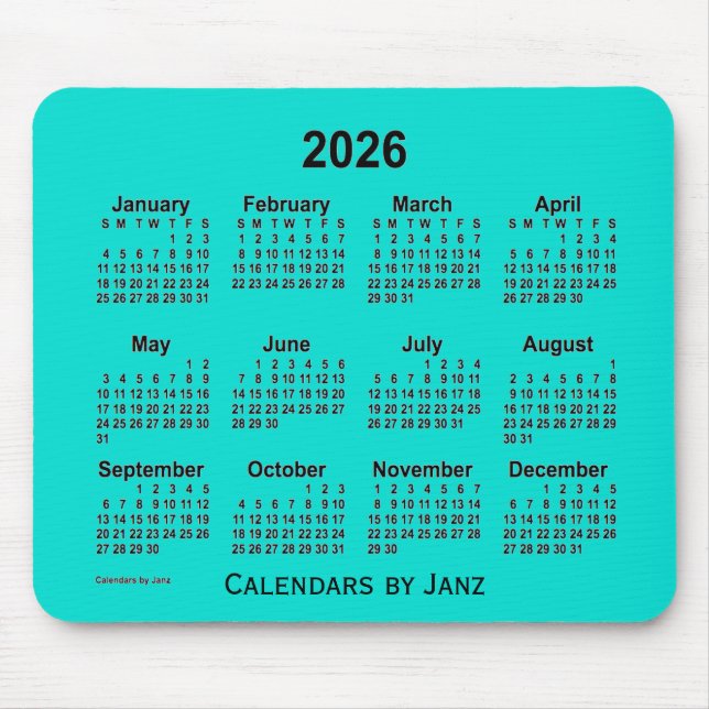2026 Türkiskalender von Janz Mouse Pad Mousepad (Vorne)